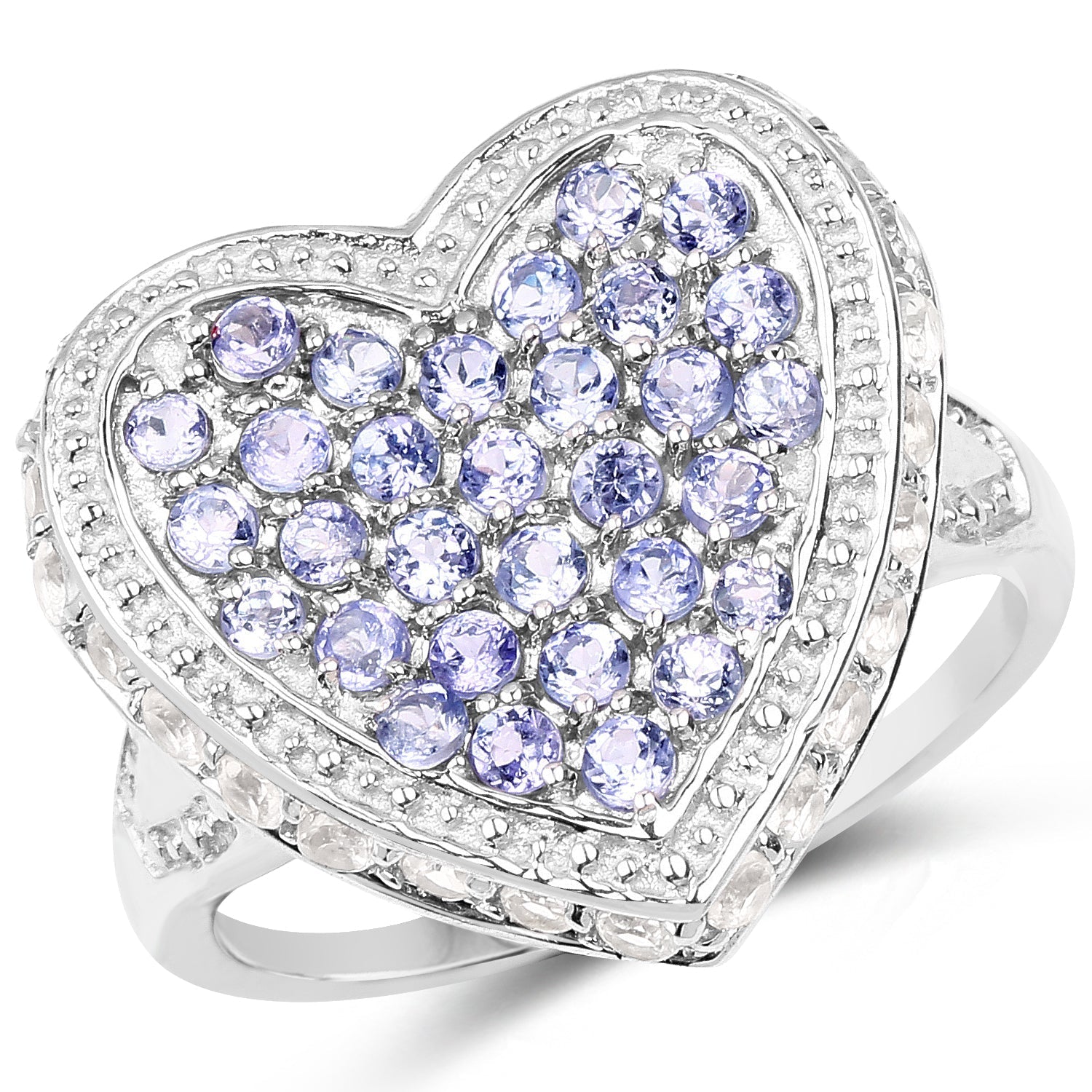 1.81 Carat Genuine Tanzanite and White Topaz .925 Sterling Silver Ring Bids.com