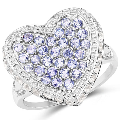 1.81 Carat Genuine Tanzanite and White Topaz .925 Sterling Silver Ring Bids.com