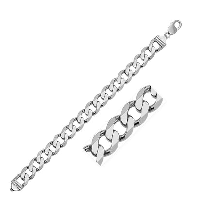 Rhodium Plated 11.6mm Sterling Silver Curb Style Chain Bids.com