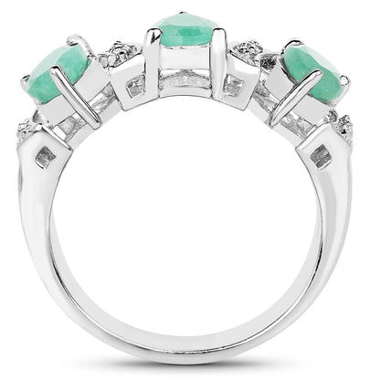 1.87 Carat Genuine Emerald and White Topaz .925 Sterling Silver Ring Bids.com