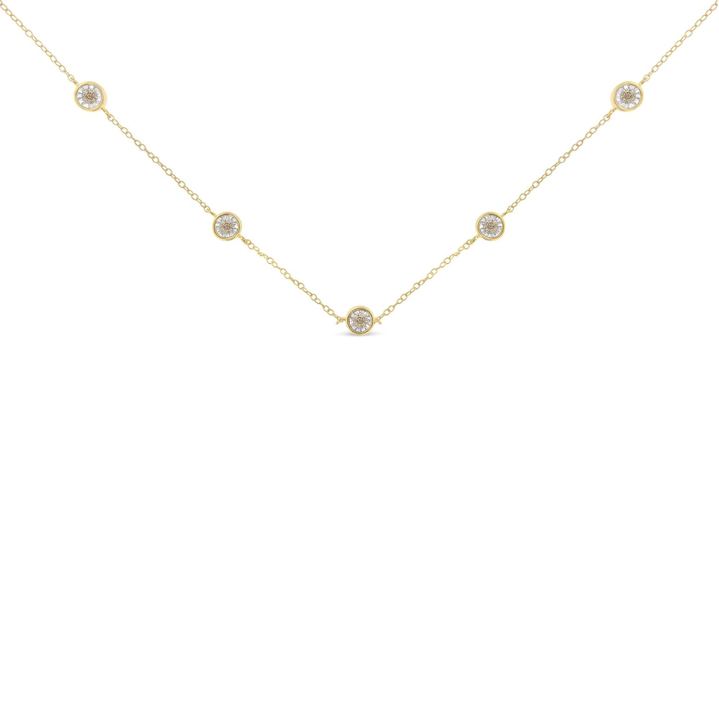 Yellow Color Plated Sterling Silver Diamond Station Necklace (1/2 cttw, K-L Color, I2-I3 Clarity) Bids.com
