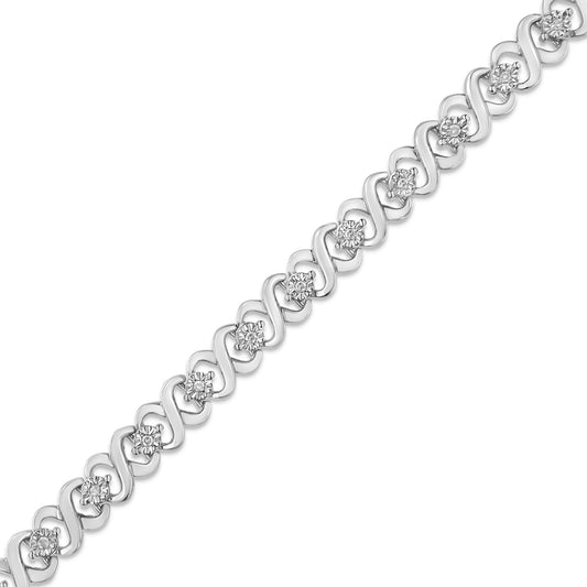 .925 Sterling Silver 1/6 Cttw Miracle Set Diamond Infinity Link and Station Tennis Bracelet (I-J Color, I3 Clarity) - 7.25 " Inches Bids.com