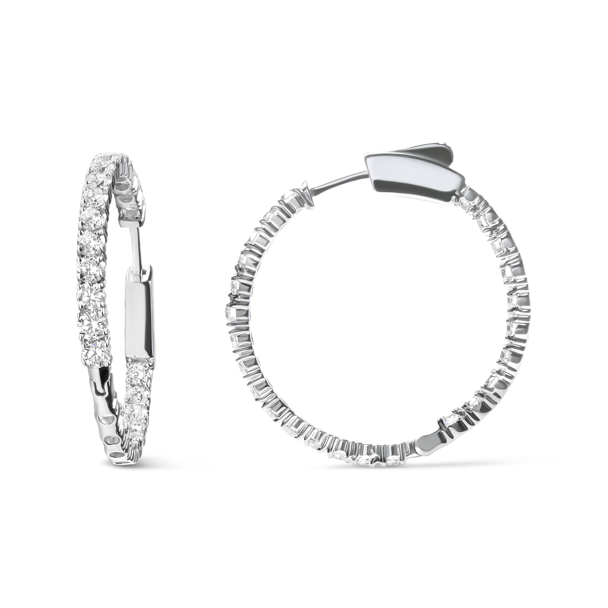 14K White Gold 1.0 Carat Inside Out Lab-grown diamond Fashion Hoop Earrings (F-G Color, VS1-VS2 Clarity) Bids.com