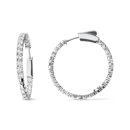 14K White Gold 1.0 Carat Inside Out Lab-grown diamond Fashion Hoop Earrings (F-G Color, VS1-VS2 Clarity) Bids.com