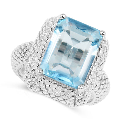 9.25 Carat Genuine Blue Topaz .925 Sterling Silver Ring Bids.com