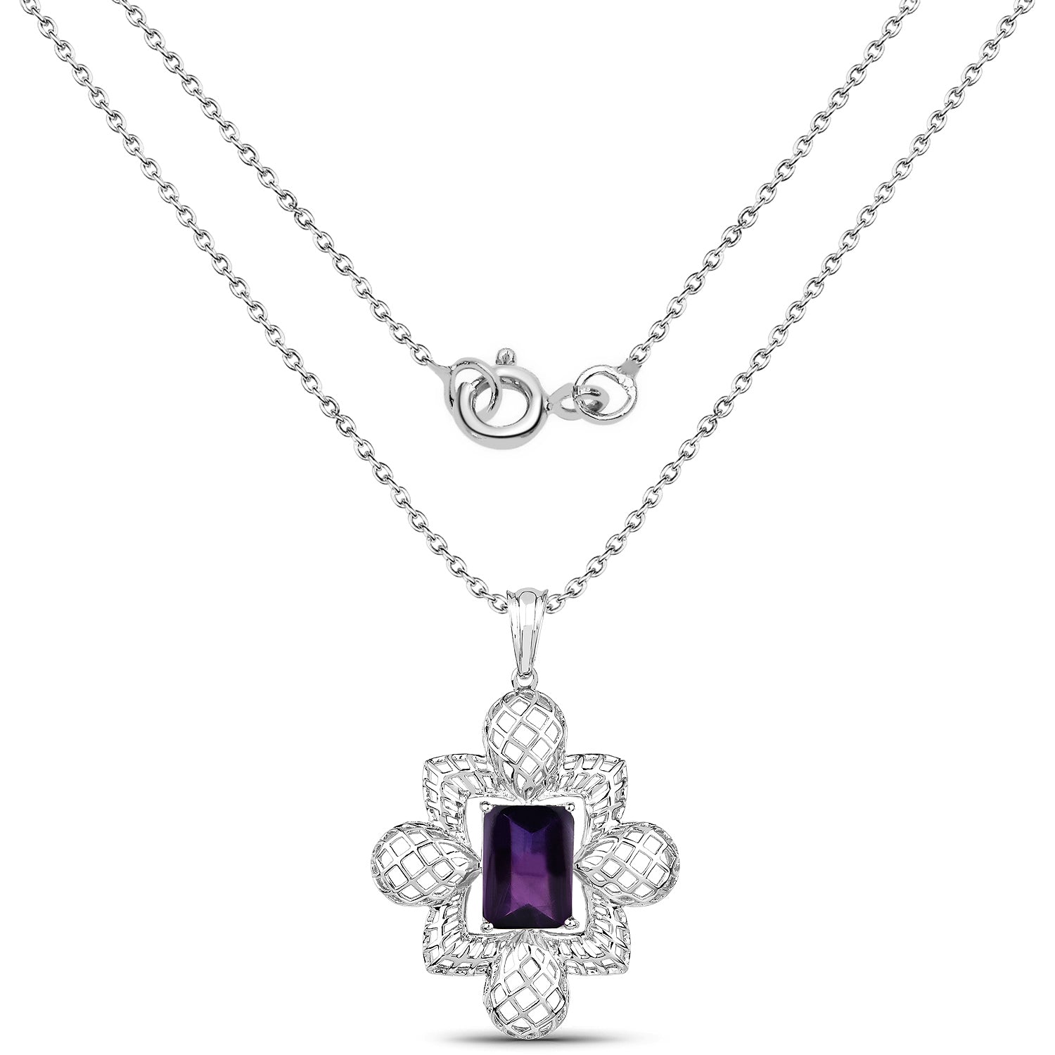 7.80 Carat Genuine Amethyst .925 Sterling Silver Pendant Bids.com