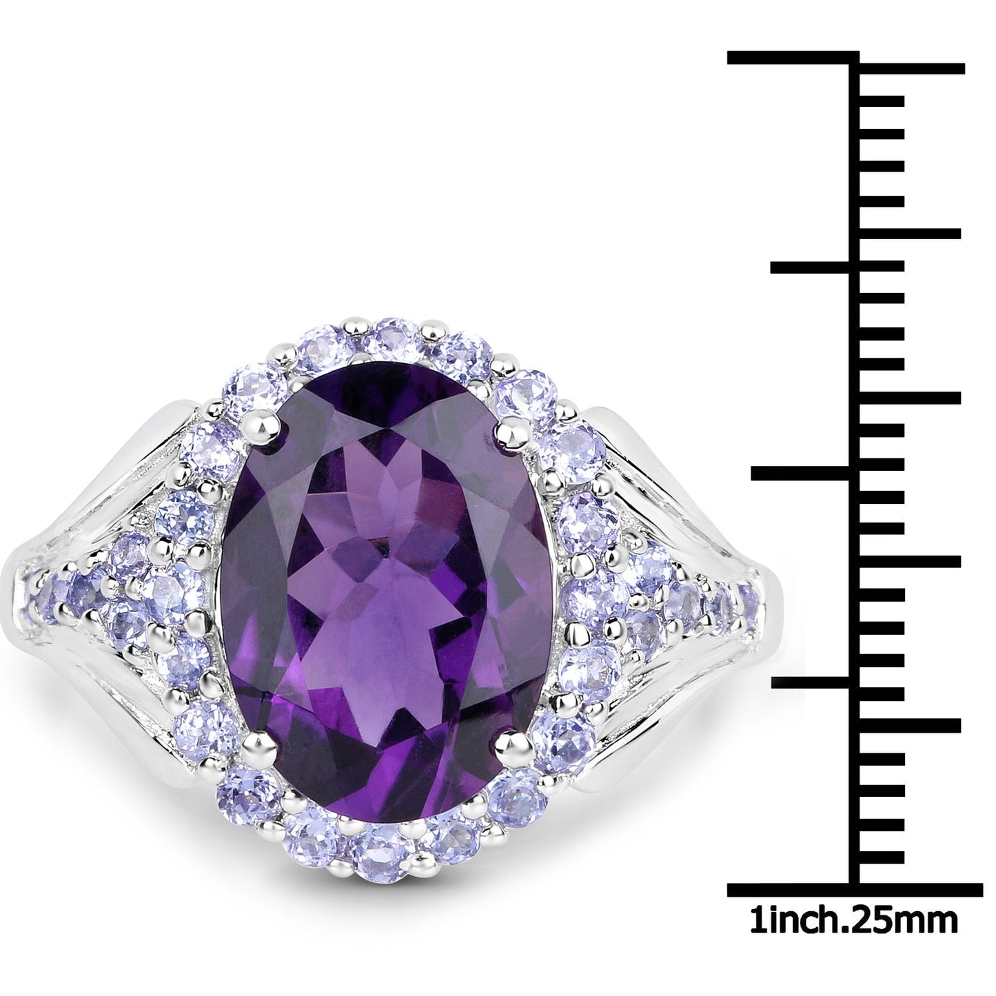 5.90 Carat Genuine Amethyst and Tanzanite .925 Sterling Silver Ring Bids.com