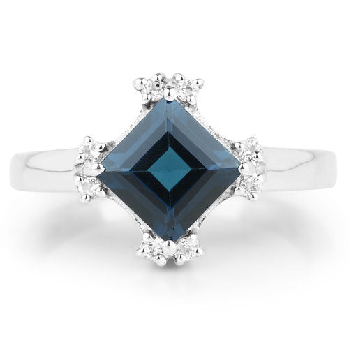 1.99 Carat Genuine London Blue Topaz & White Topaz .925 Sterling Silver Ring Bids.com