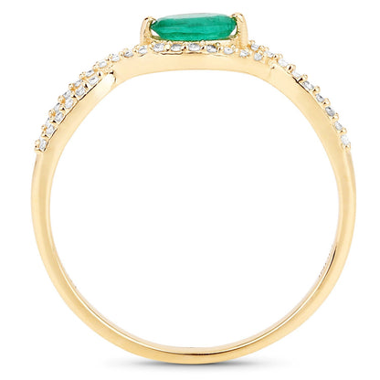 0.32 Carat Genuine Zambian Emerald and White Diamond 14K Yellow Gold Ring Bids.com