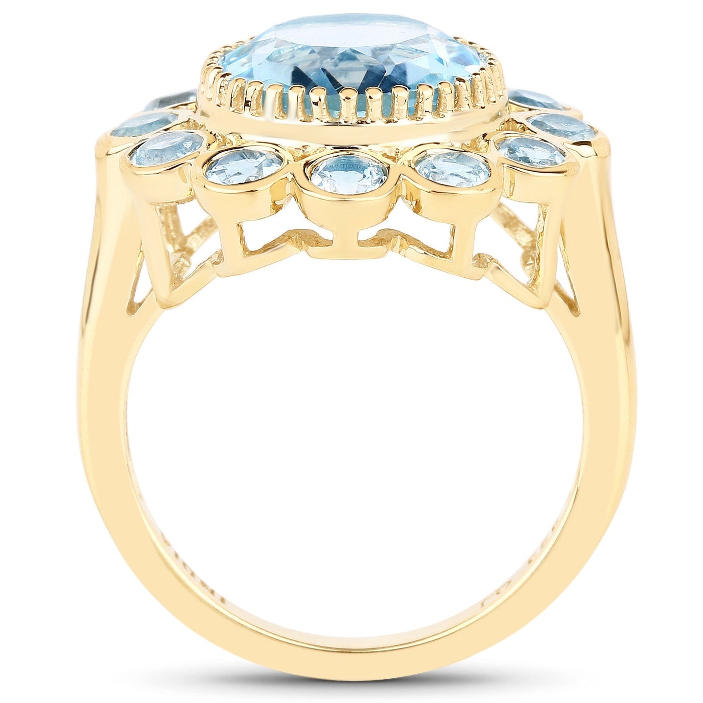 14K Yellow Gold Plated 6.59 Carat Genuine Blue Topaz .925 Sterling Silver Ring Bids.com