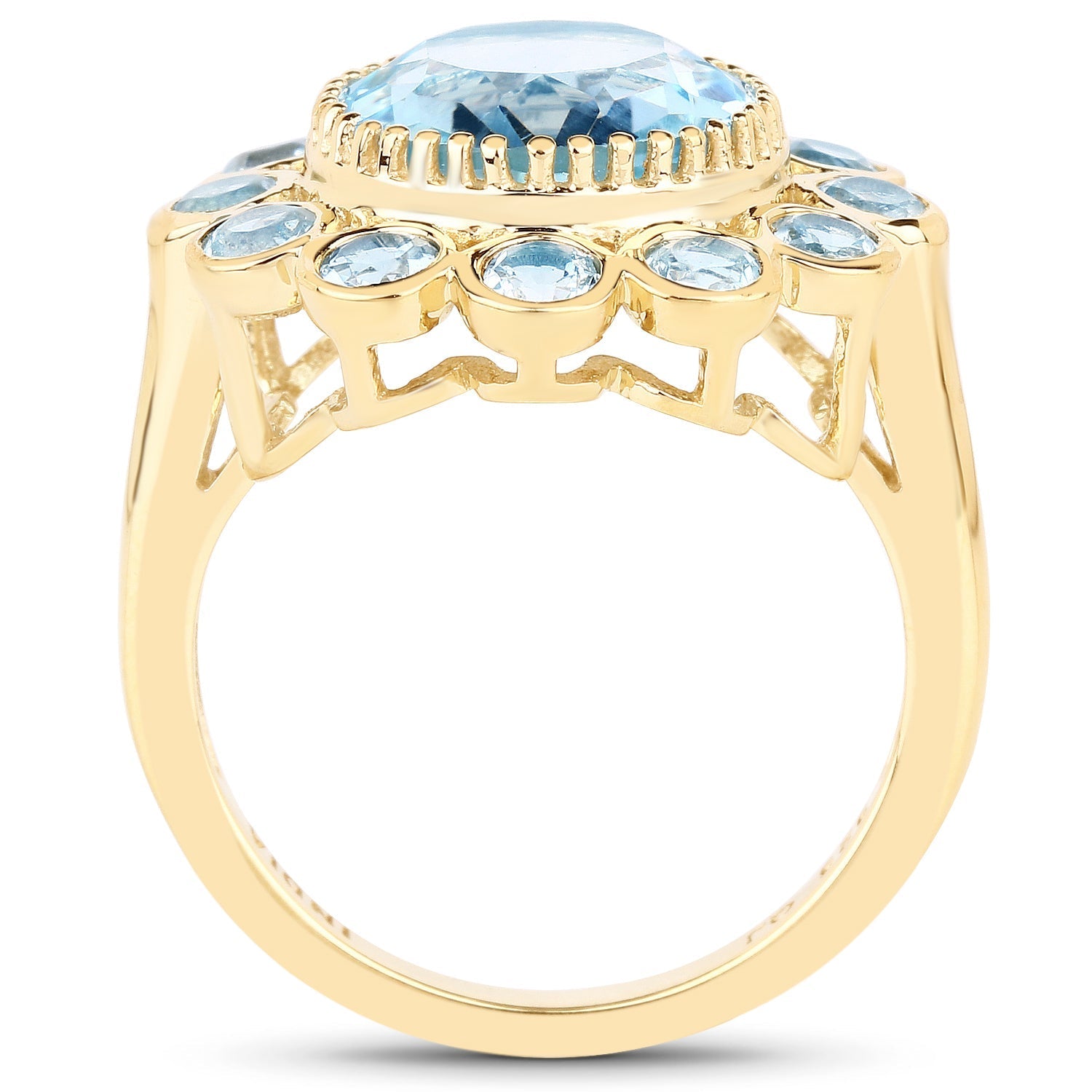 14K Yellow Gold Plated 6.59 Carat Genuine Blue Topaz .925 Sterling Silver Ring Bids.com