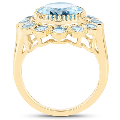 14K Yellow Gold Plated 6.59 Carat Genuine Blue Topaz .925 Sterling Silver Ring Bids.com