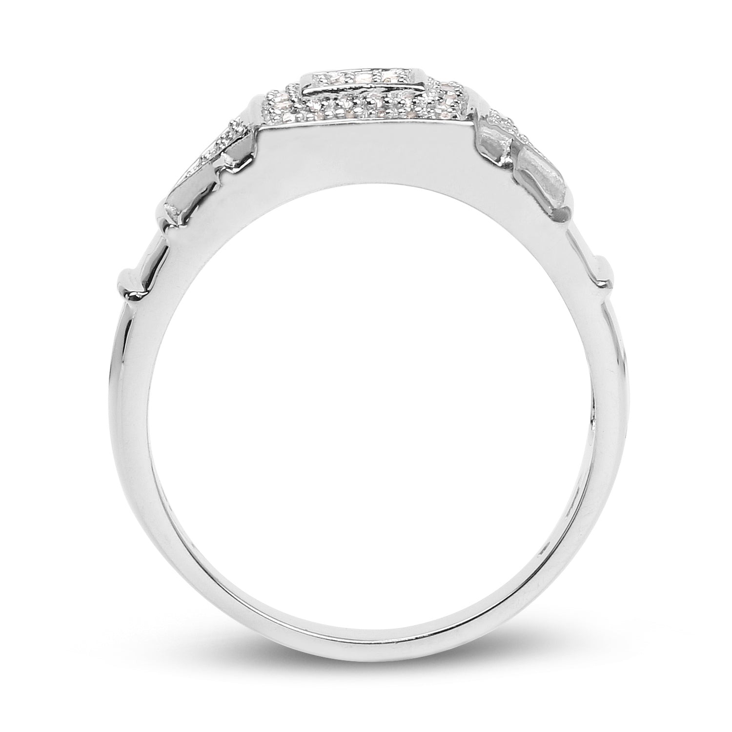 14K White Gold Plated 0.21 Carat Genuine White Diamond .925 Sterling Silver Ring Bids.com