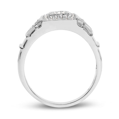 14K White Gold Plated 0.21 Carat Genuine White Diamond .925 Sterling Silver Ring Bids.com