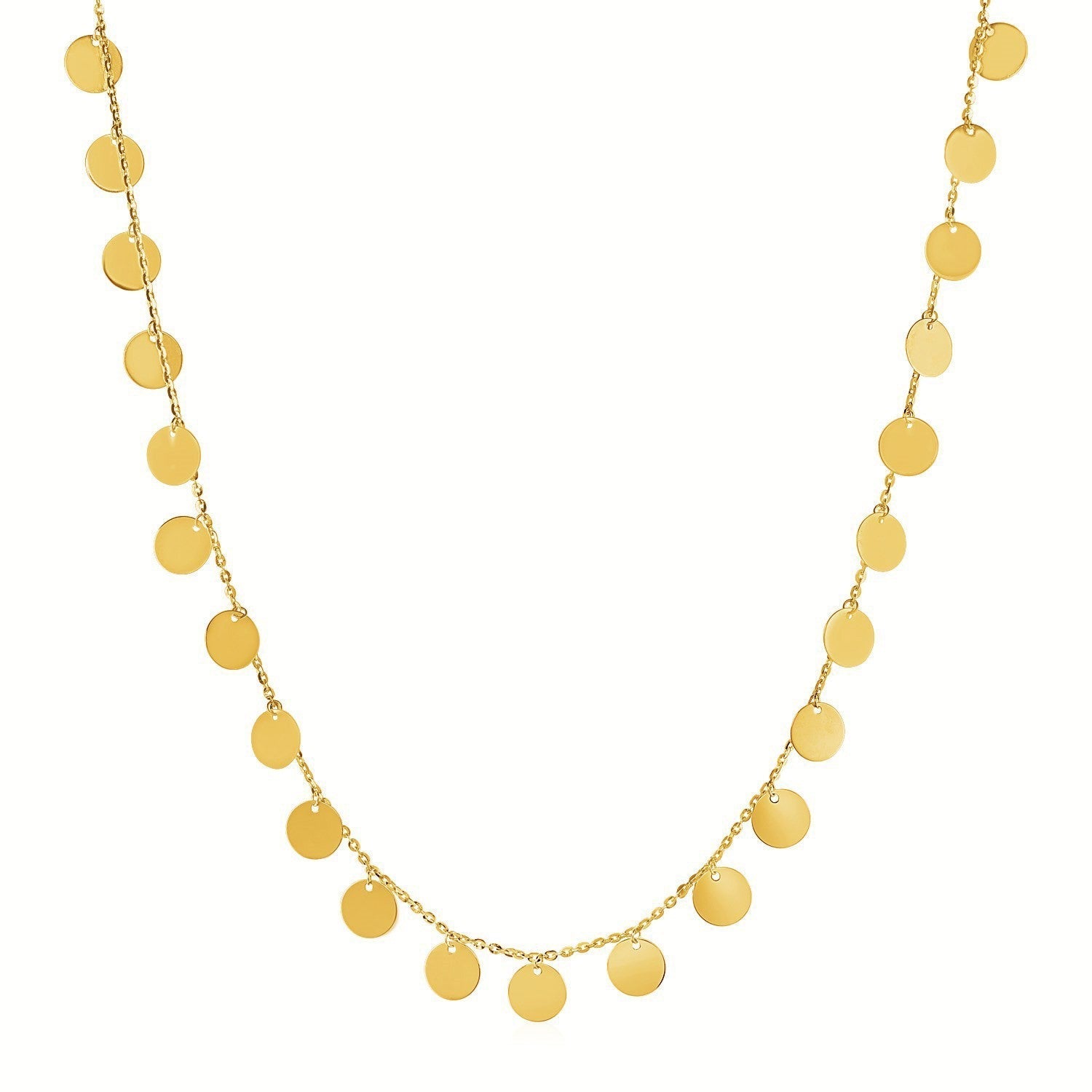 Choker Necklace with Polished Discs in 14k Yellow Gold Bids.com
