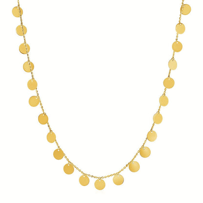 Choker Necklace with Polished Discs in 14k Yellow Gold Bids.com