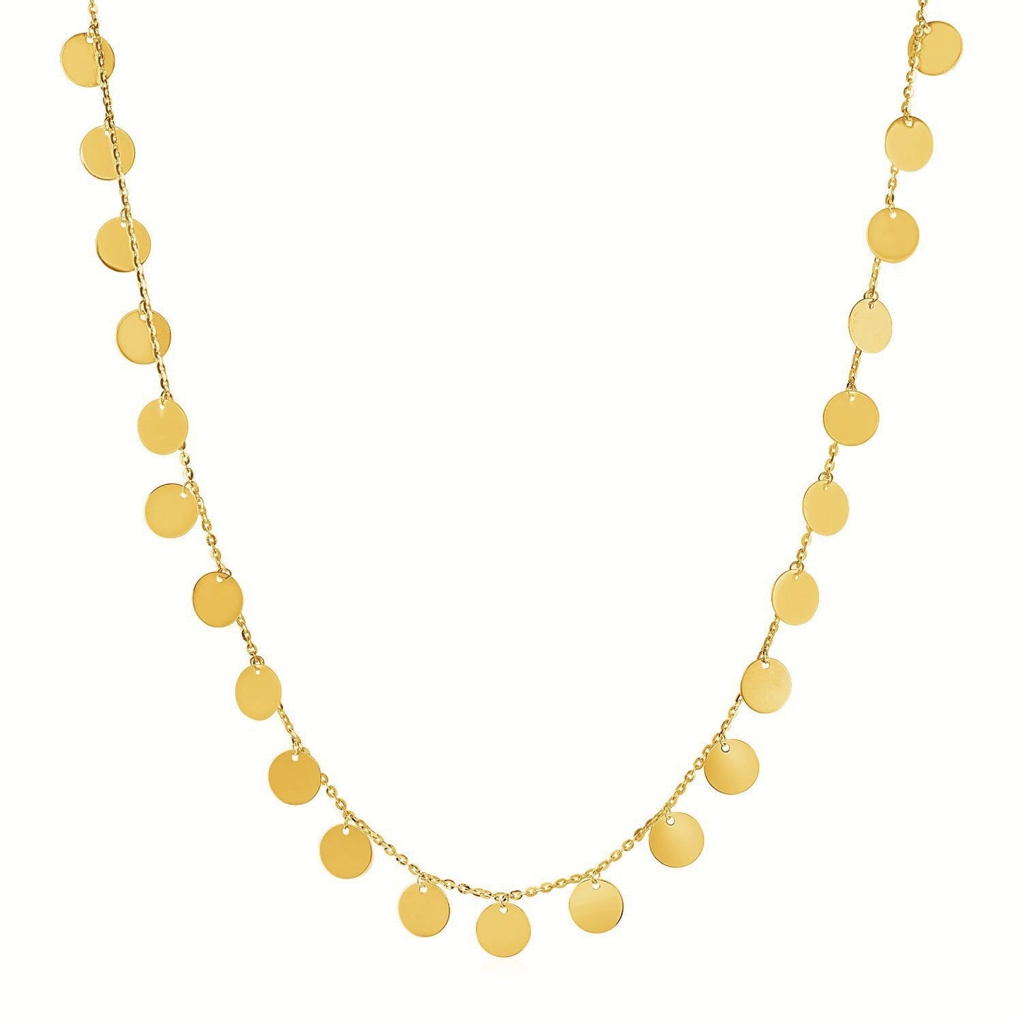 Choker Necklace with Polished Discs in 14k Yellow Gold Bids.com