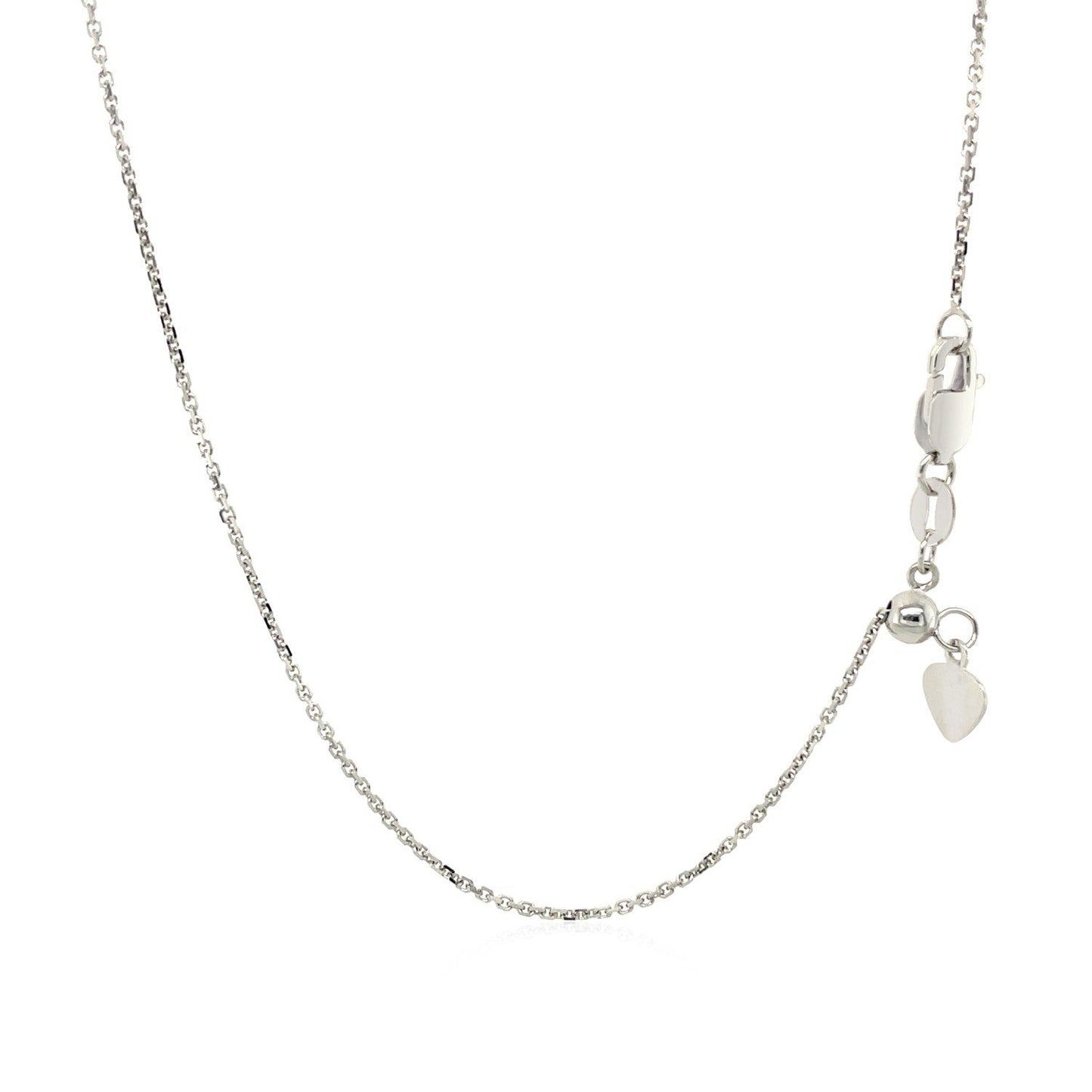 10k White Gold Adjustable Cable Chain 0.9mm Bids.com