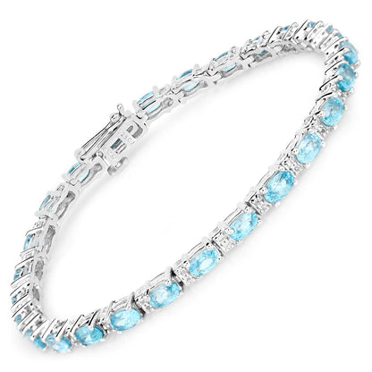 8.84 Carat Genuine Blue Zircon and Topaz White .925 Sterling Silver Bracelet Bids.com