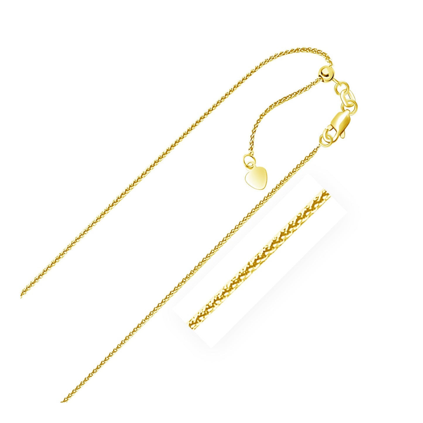 14k Yellow Gold Adjustable Wheat Chain 1.0mm Bids.com