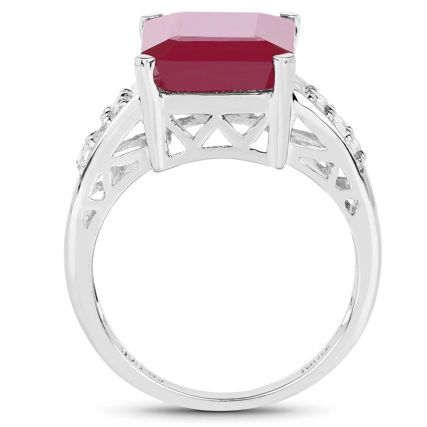 7.26 Carat Glass Filled Ruby and White Topaz .925 Sterling Silver Ring Bids.com