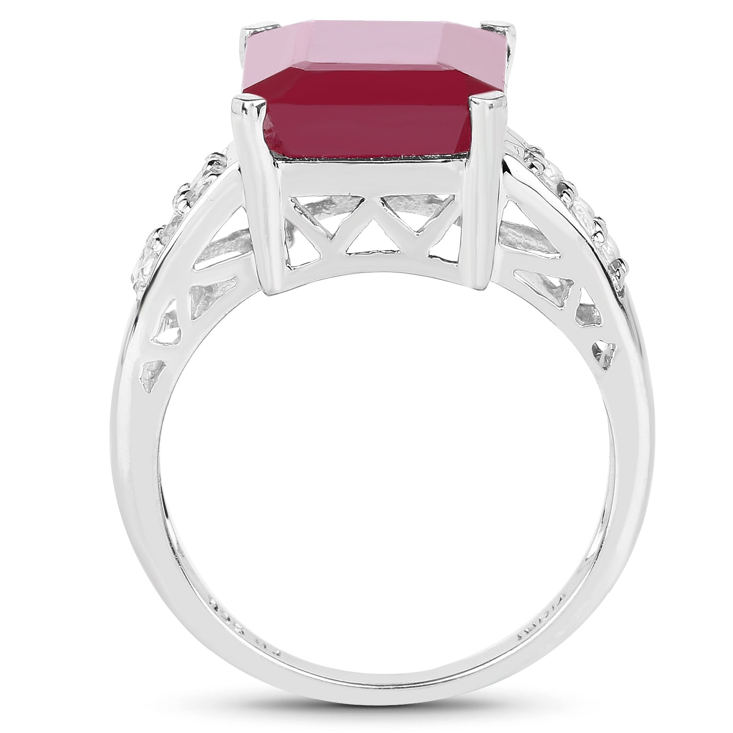 7.26 Carat Glass Filled Ruby and White Topaz .925 Sterling Silver Ring Bids.com
