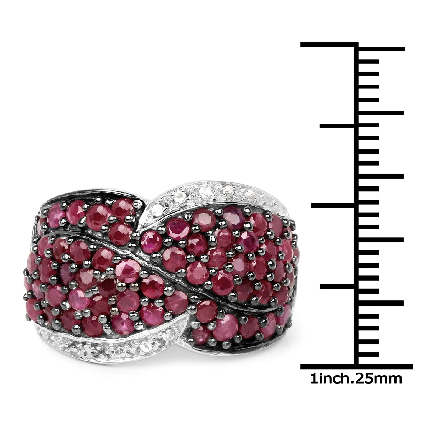 3.06 Carat Genuine Ruby & White Topaz .925 Sterling Silver Ring Bids.com