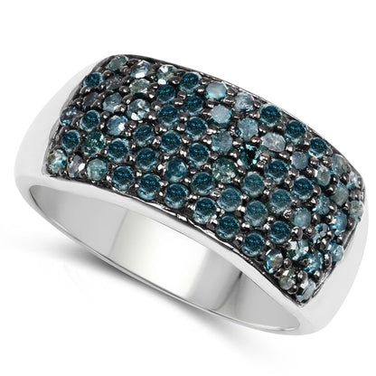 1.17 Carat Genuine Blue Diamond .925 Sterling Silver Ring Bids.com