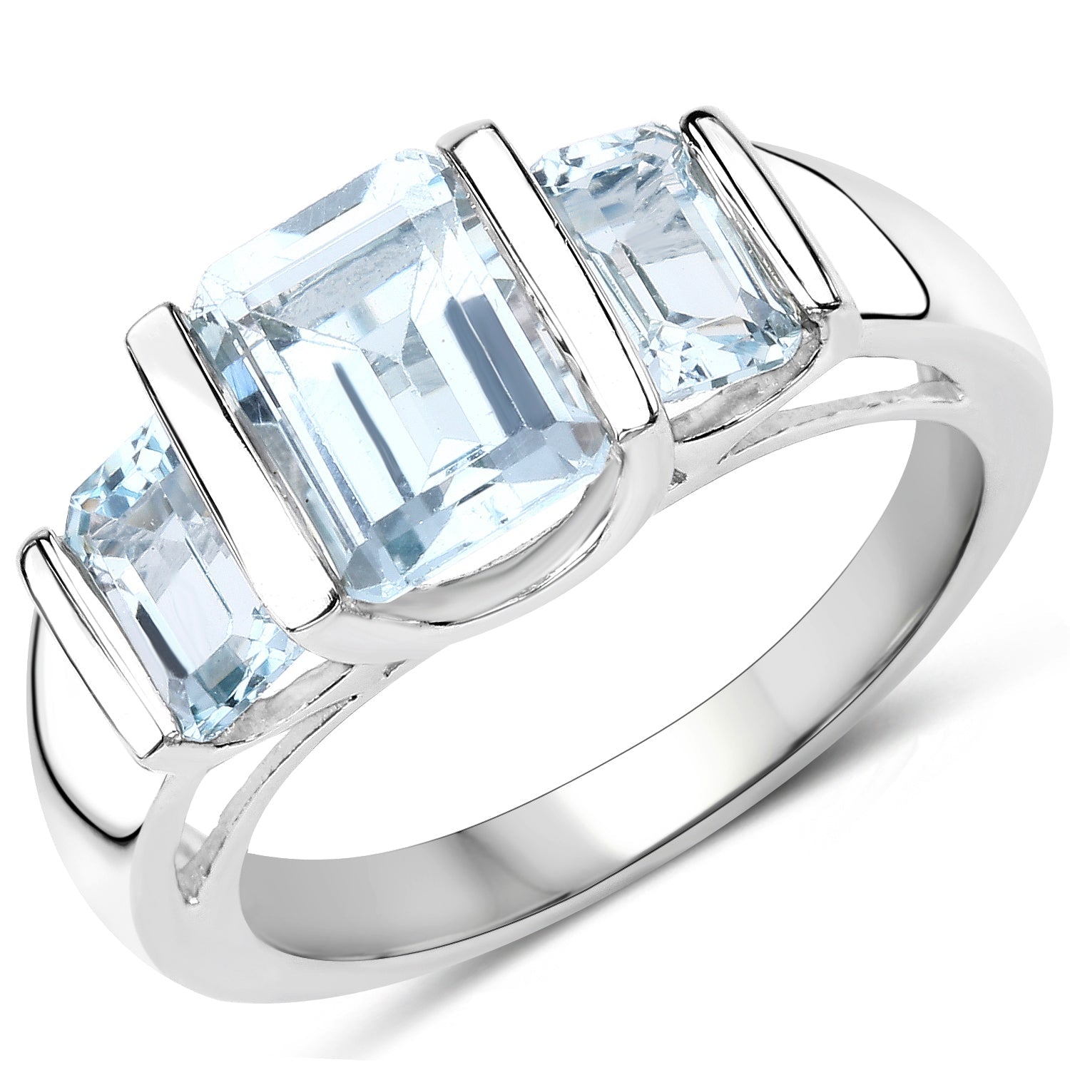 3.21 Carat Genuine Blue Topaz .925 Sterling Silver Ring Bids.com