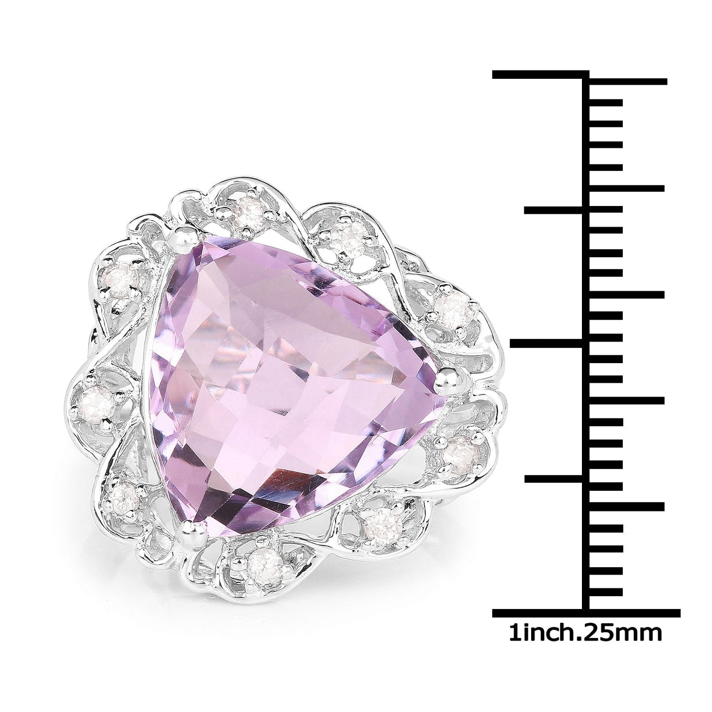 8.86 Carat Genuine Amethyst and White Zircon .925 Sterling Silver Ring Bids.com