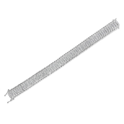 14K White Gold 5.0 Cttw Round Brilliant Cut Diamond 7" S Wave Serpentine Tennis Bracelet (H-I Color, I1-I2 Clarity) Bids.com