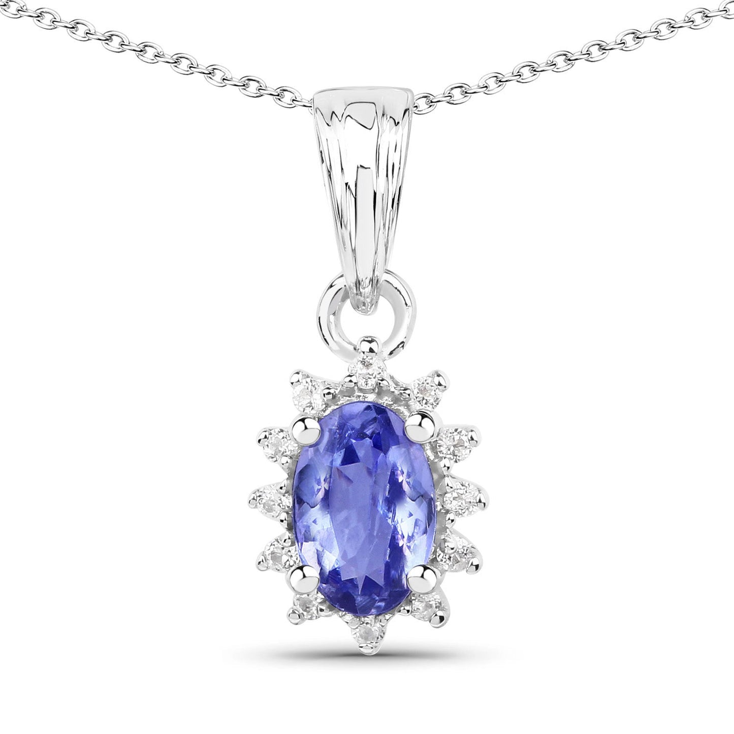 2.00 Carat Genuine Tanzanite and White Topaz .925 Sterling Silver Jewelry Set Bids.com