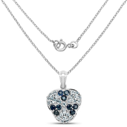2.73 Carat Genuine Blue Sapphire and Aquamarine .925 Sterling Silver Pendant Bids.com