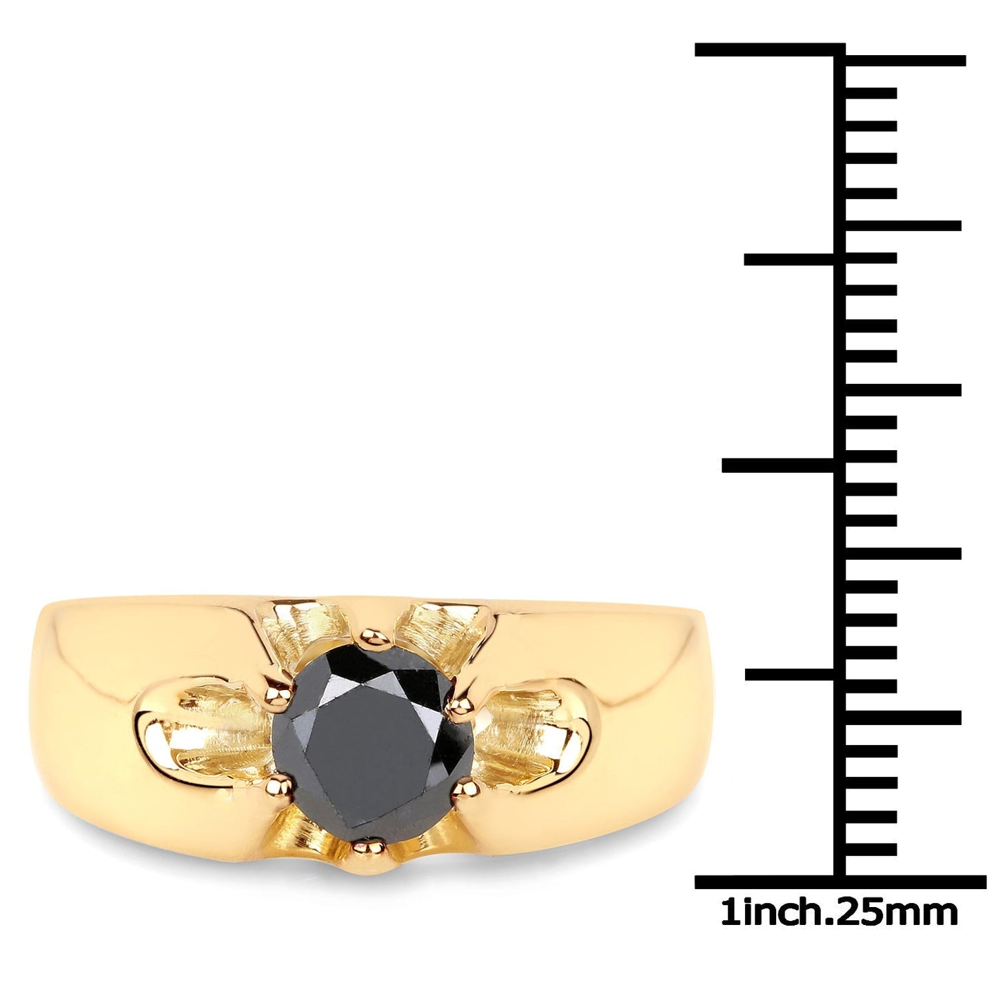 14K Yellow Gold Plated 1.00 Carat Genuine Black Diamond .925 Sterling Silver Ring Bids.com