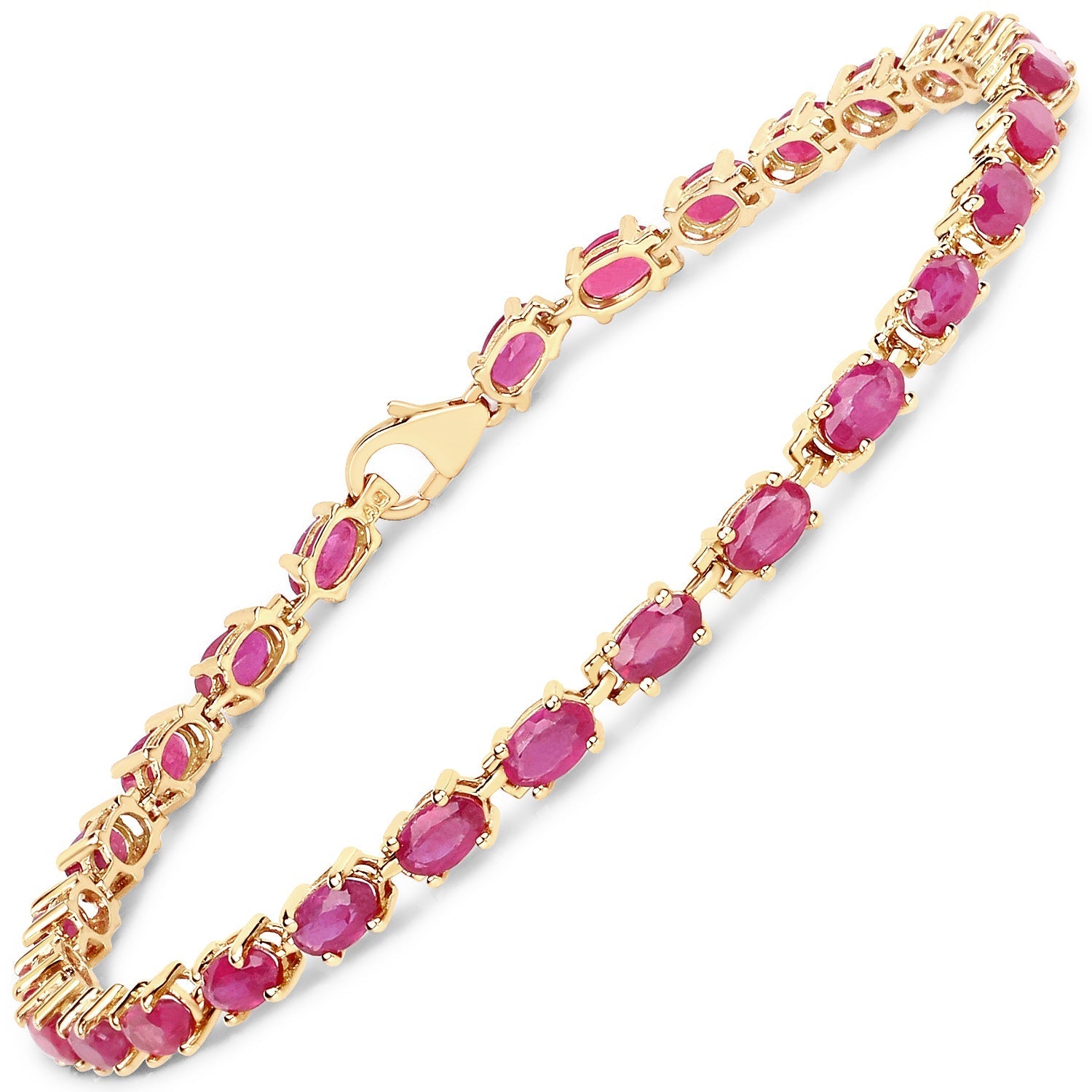14K Yellow Gold Plated 7.00 Carat Glass Filled Ruby .925 Sterling Silver Bracelet Bids.com