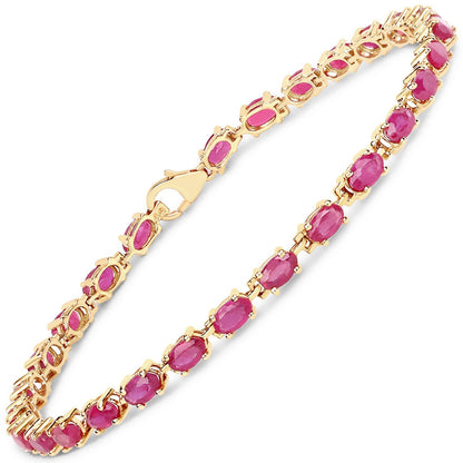 14K Yellow Gold Plated 7.00 Carat Glass Filled Ruby .925 Sterling Silver Bracelet Bids.com