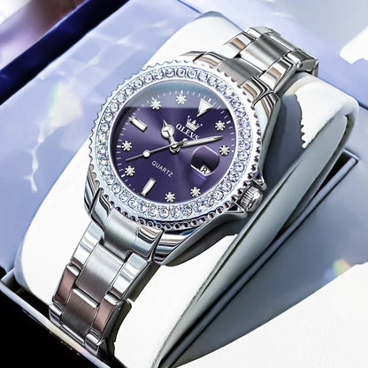Women's Crystal Bezel 34mm Stainless Watch BandsCo Straps