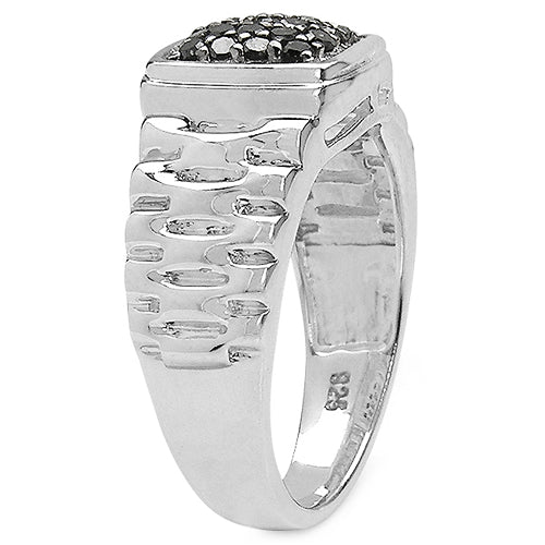 0.22 Carat Genuine Black Diamond .925 Sterling Silver Ring Bids.com