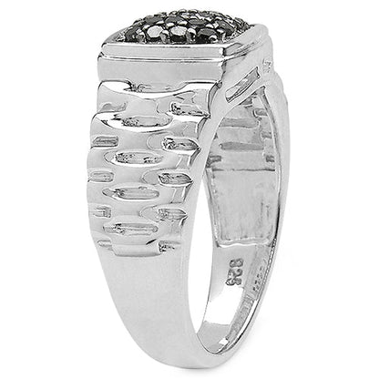 0.22 Carat Genuine Black Diamond .925 Sterling Silver Ring Bids.com