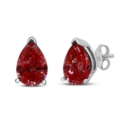 14K White Gold 1/2 Cttw Lab Grown Pink Pear Diamond 3 Prong Set Martini Solitaire Stud Earrings (Pink Color, VS2-SI1 Clarity) Bids.com