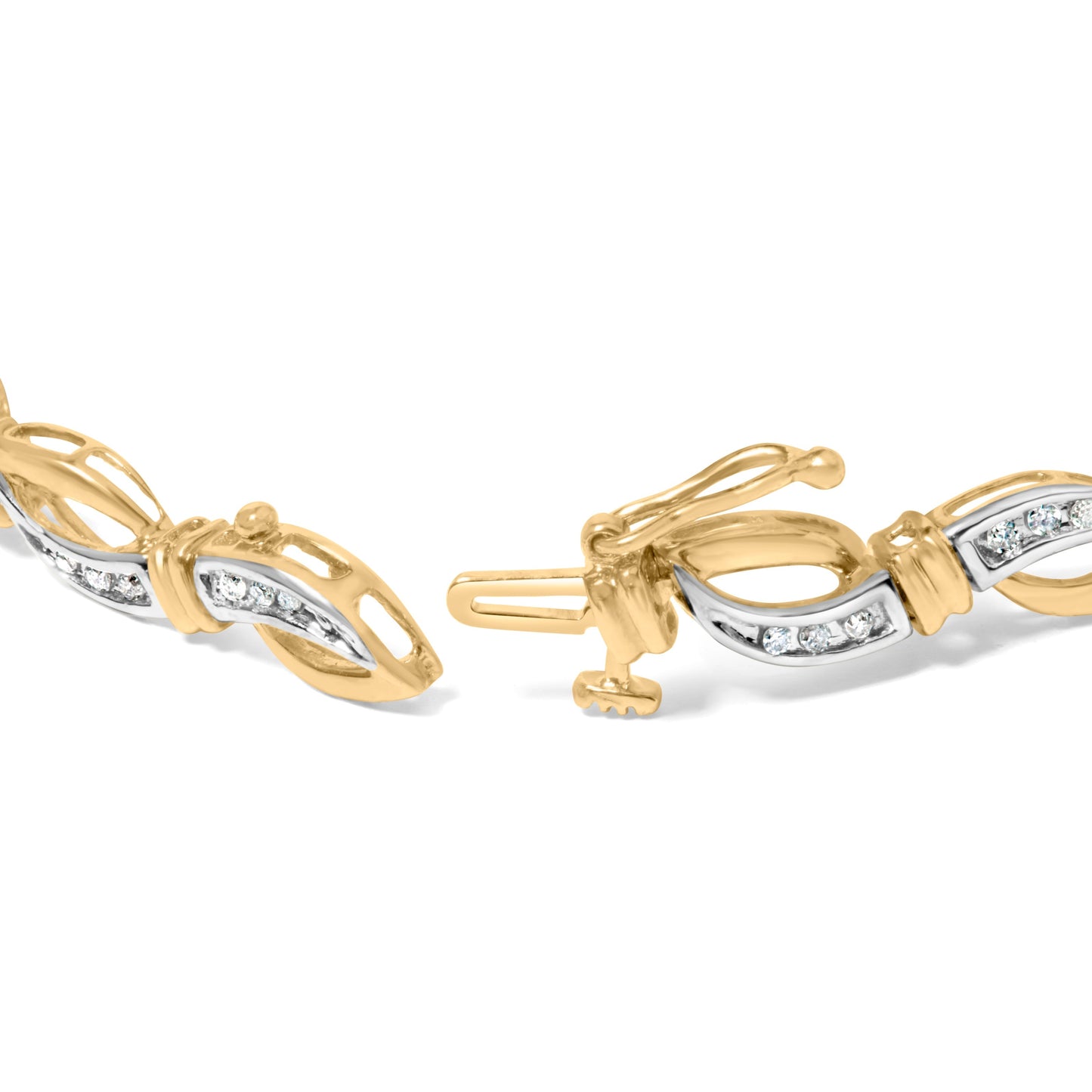 10K Yellow and White Gold 1/2 Cttw Channel Set Diamond Infinity Link 7" Tennis Bracelet (H-I Color, I1-I2 Clarity) Bids.com