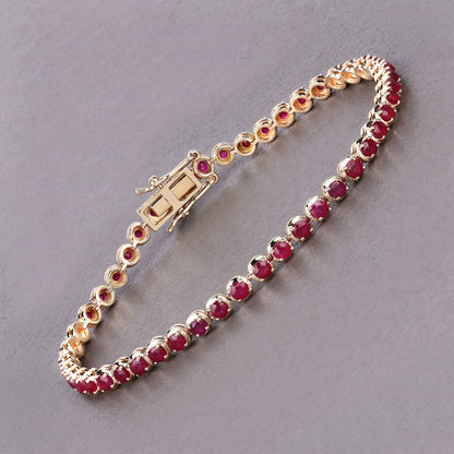 3.13 Carat Genuine Mozambique Ruby 14K Yellow Gold Bracelet Bids.com