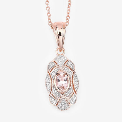 0.52 Carat Genuine Morganite and White Topaz .925 Sterling Silver Pendant Bids.com