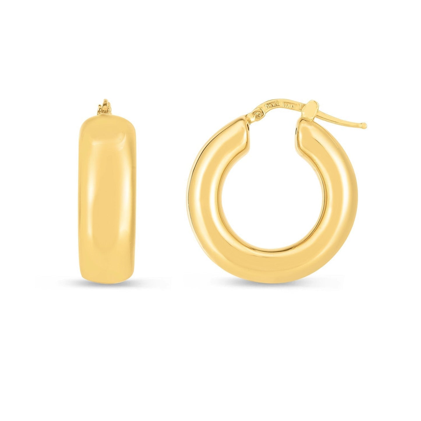 14k Yellow Gold Medium Puffy Hoops Bids.com