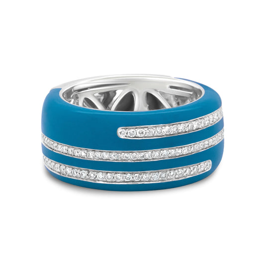 .925 Sterling Silver Turquoise Enamel 5/8 Cttw Round Diamond Wide Band Statement Ring (F-G Color, VS1-VS2 Clarity) - Size 7 Bids.com