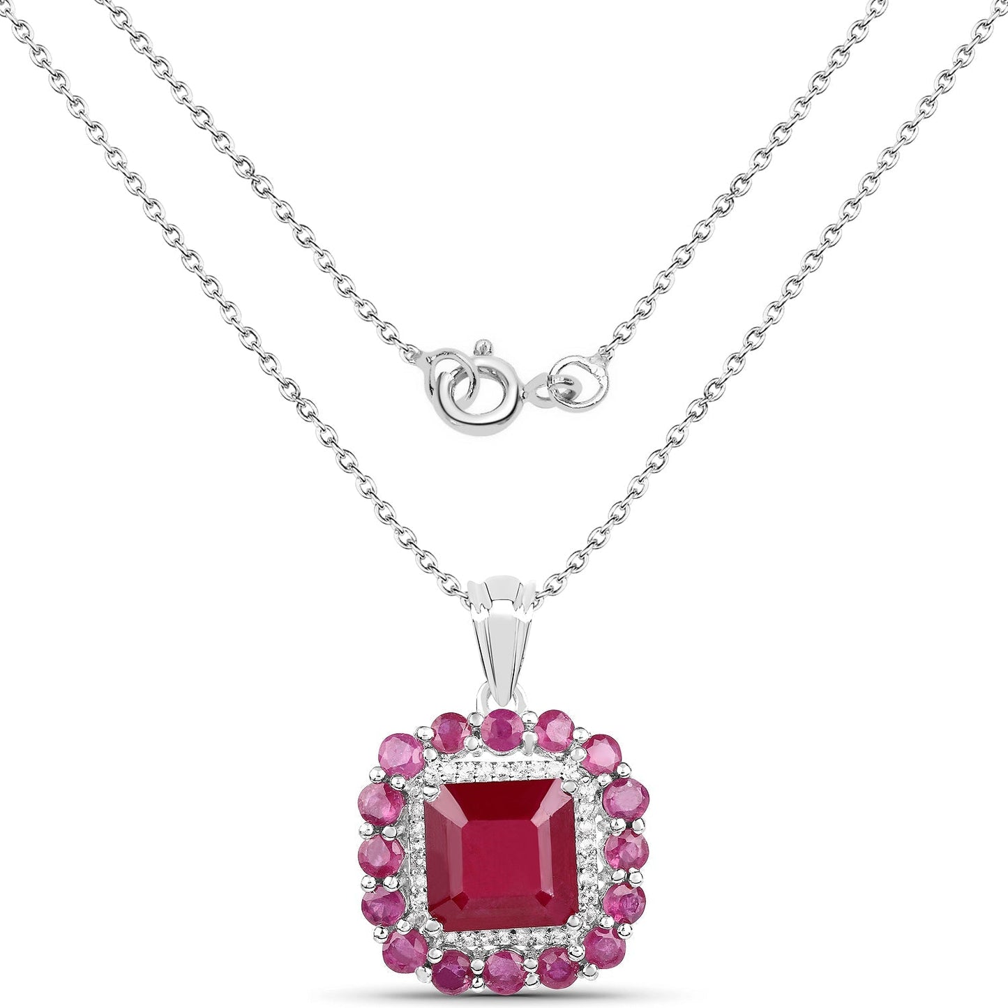 8.48 Carat Glass Filled Ruby and White Topaz .925 Sterling Silver Pendant Bids.com