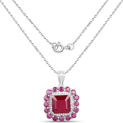 8.48 Carat Glass Filled Ruby and White Topaz .925 Sterling Silver Pendant Bids.com