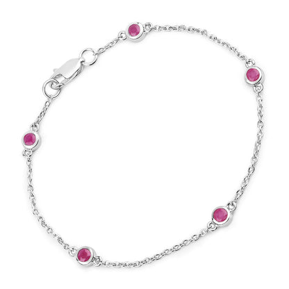 0.65 Carat Genuine Ruby .925 Sterling Silver Bracelet Bids.com
