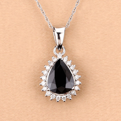 2.09 Carat Genuine Blue Sapphire and White Diamond 14K White Gold Pendant Bids.com