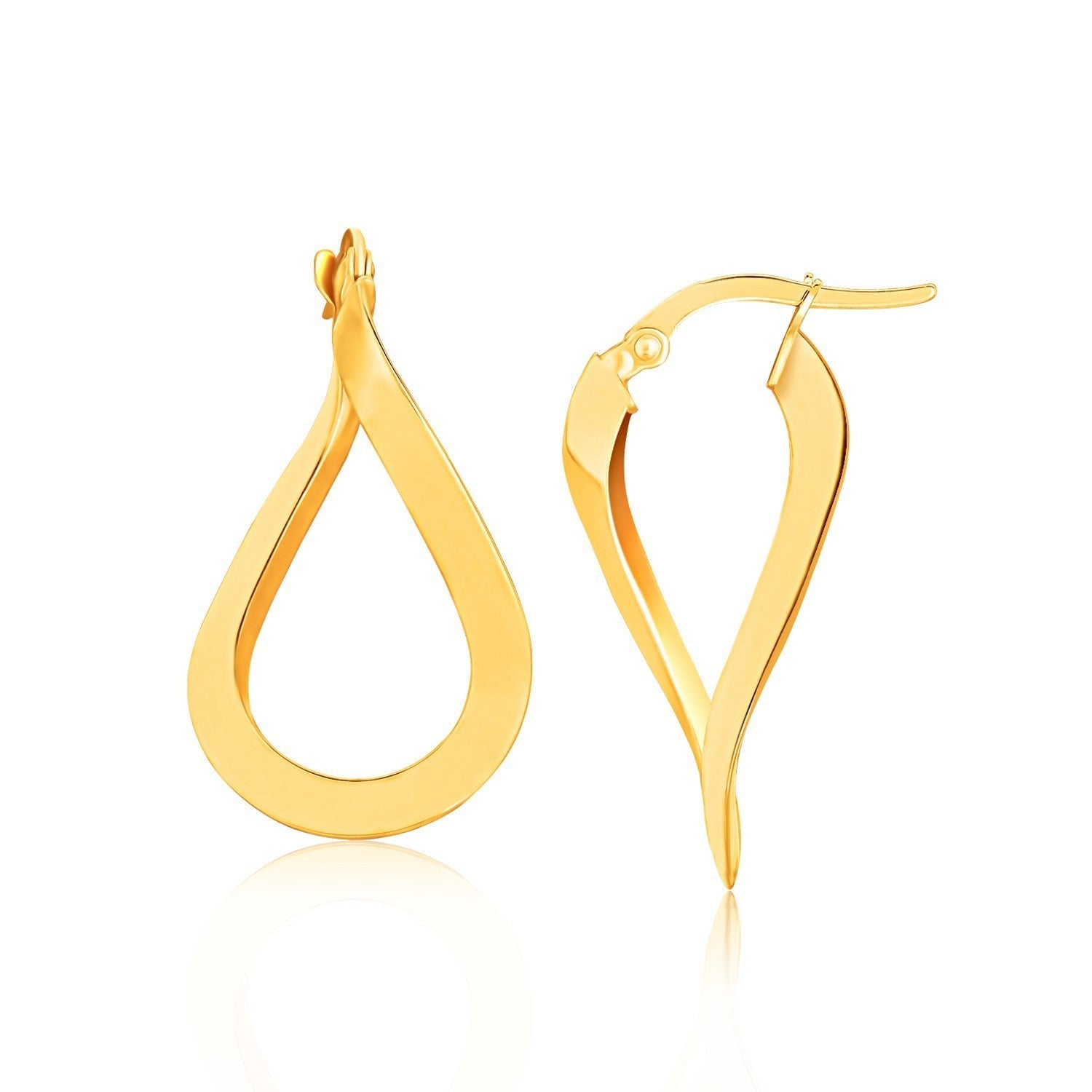 14k Yellow Gold Flat Polished Twisted Hoop Earrings Bids.com